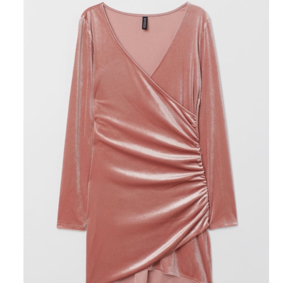 h&m pink velvet dress